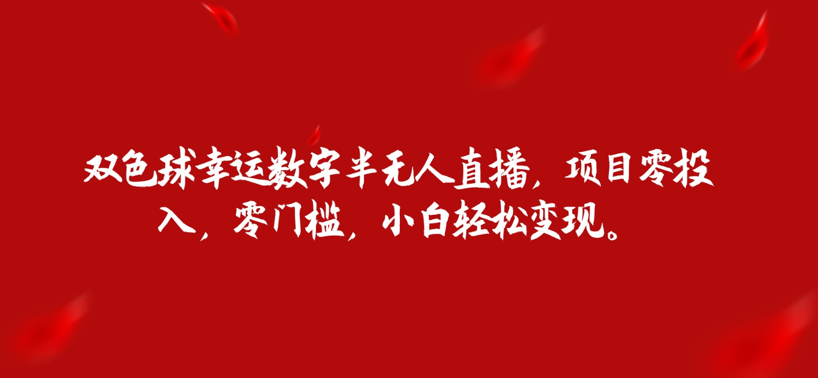 双色球幸运数字半无人直播，项目零投入，零门槛，小白轻松变现。-副业网