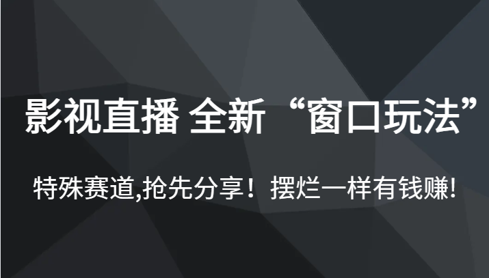 影视直播 全新“窗口玩法”，特殊赛道,抢先分享！摆烂一样有钱赚!-副业网