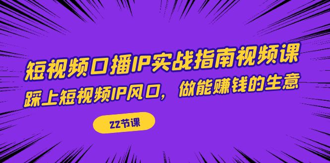 短视频口播IP实战指南视频课，踩上短视频IP风口，做能赚钱的生意（22节课）-副业网