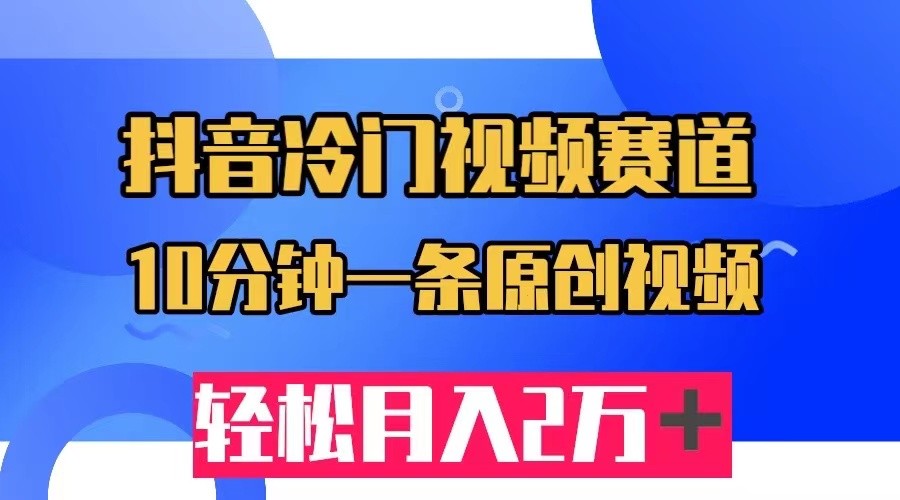 抖音冷门视频赛道，10分钟一条视频，轻松月入2W＋-副业网