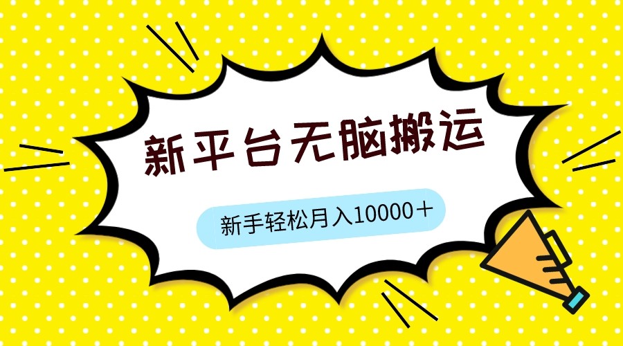 新平台用软件无脑搬运，月赚10000+，小白也能轻松上手-副业网