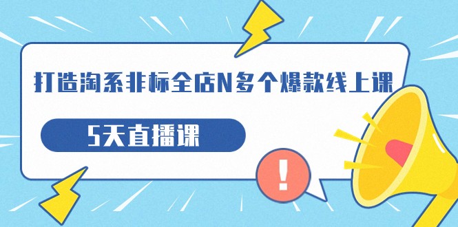 打造-淘系-非标全店N多个爆款线上课，5天直播课（19期）-副业网