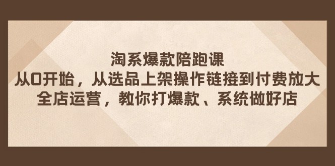 淘系爆款陪跑课 从选品上架操作链接到付费放大 全店运营 打爆款 系统做好店-副业网