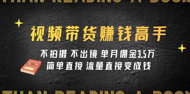 视频带货赚钱高手课程：不拍摄 不出镜 单月佣金3.5w 简单直接 流量直接变钱-副业网