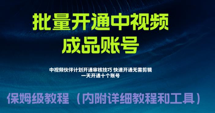 外面收费1980暴力开通中视频计划教程，附 快速通过中视频伙伴计划的办法-副业网