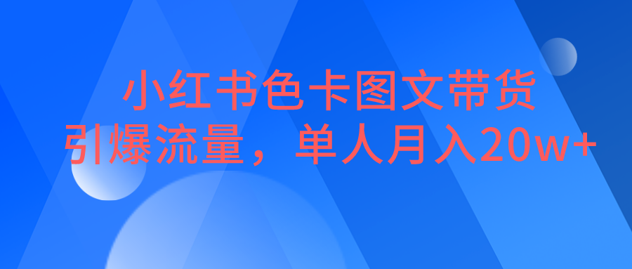 小红书色卡图文带货，引爆流量，单人月入20W+-副业网
