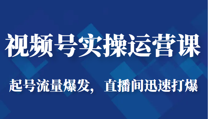 视频号实操运营课-起号流量爆发，直播间迅速打爆-副业网