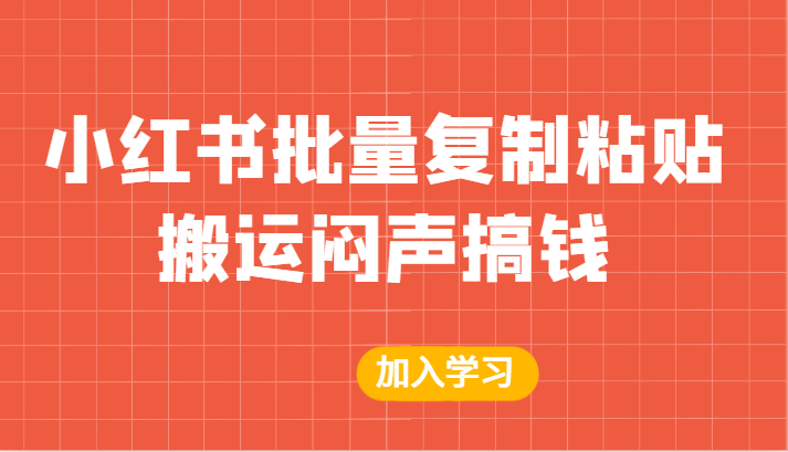某公众号付费文章：小红书批量复制粘贴搬运闷声搞钱！-副业网