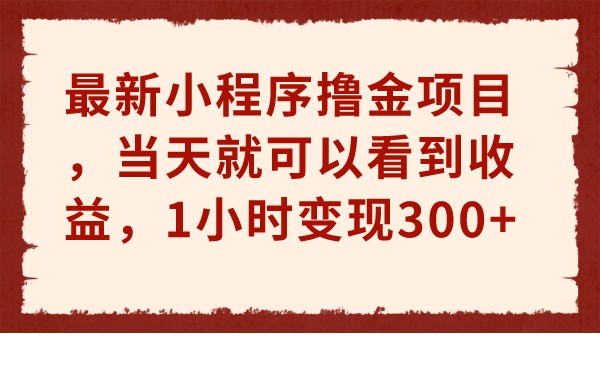 最新小程序撸金项目，当天就可以看到收益，1小时变现300+-副业网