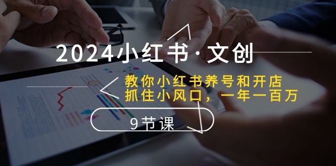 2024小红书文创：教你小红书养号和开店、抓住小风口 一年一百万 (9节课)-副业网