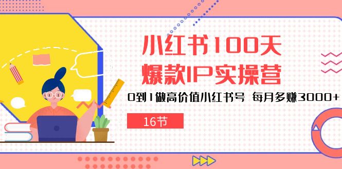 小红书100天爆款IP实操营，0到1做高价值小红书号，每月多赚3000+（16节）-副业网