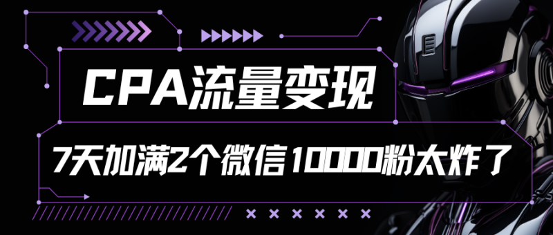 CPA流量变现，7天加满两个微信10000粉-副业网