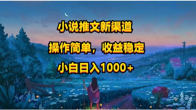 小说推文新玩法，操作简单，收益稳定，日入1000+-副业网