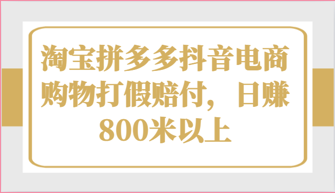 淘宝拼多多抖音电商购物打假赔付，日赚800米以上-副业网