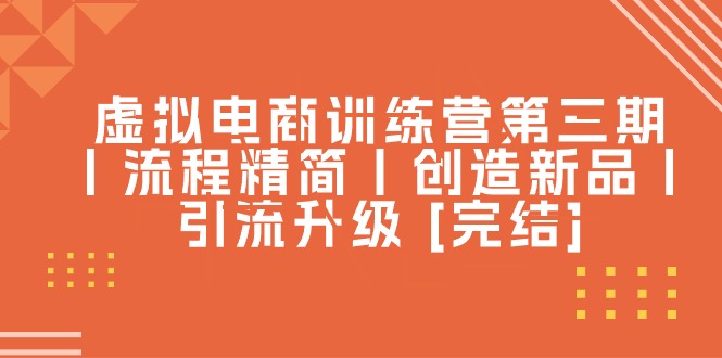 虚拟电商训练营第三期丨流程精简丨创造新品丨引流升级-副业网