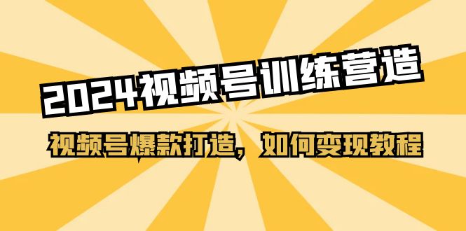 2024视频号训练营，视频号爆款打造，如何变现教程（20节课）-副业网