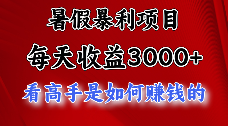 暑假暴力项目 1天收益3000+，视频号，快手，不露脸直播.次日结算-副业网
