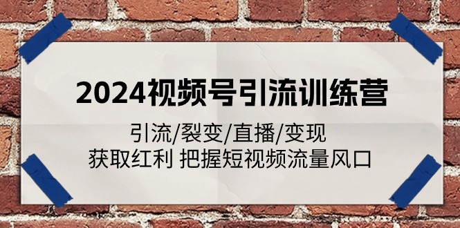 2024视频号引流训练营：引流/裂变/直播/变现 获取红利 把握短视频流量风口-副业网