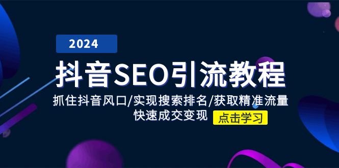 抖音SEO引流教程：抓住抖音风口/实现搜索排名/获取精准流量/快速成交变现-副业网