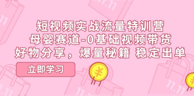 短视频实战流量特训营，母婴赛道-0基础带货，好物分享，爆量秘籍 稳定出单-副业网