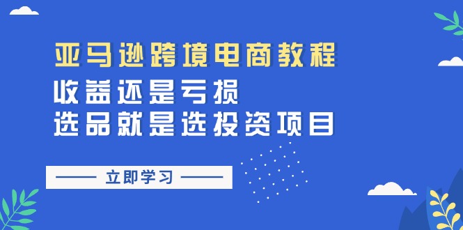 亚马逊跨境电商教程：收益还是亏损！选品就是选投资项目-副业网