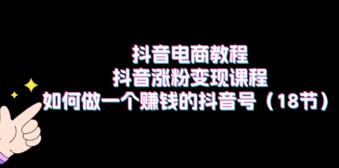 抖音电商教程：抖音涨粉变现课程：如何做一个赚钱的抖音号（18节）-副业网
