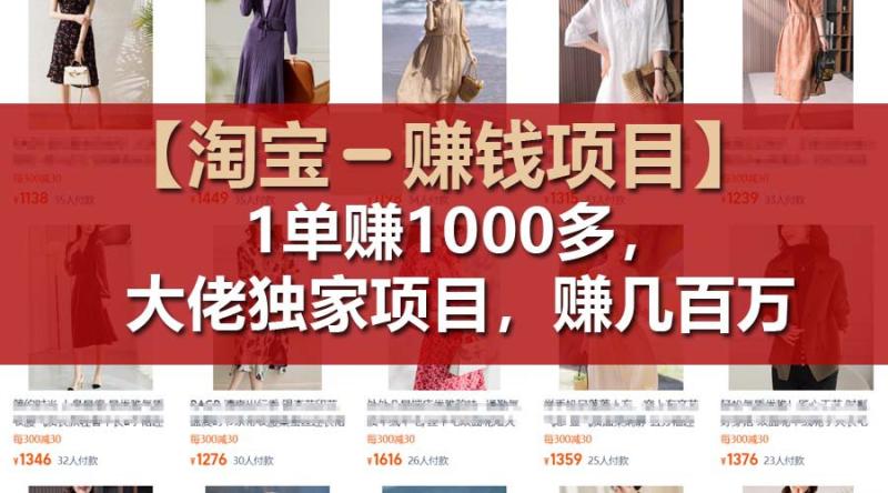【淘宝赚钱项目】1单可赚1000多，大佬独家项目，年赚几百万-副业网