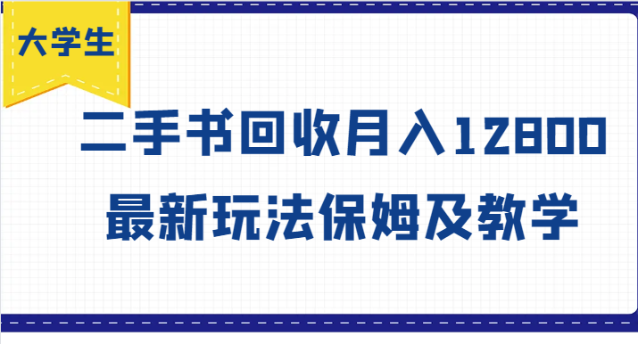 大学生创业风向标，二手书回收月入12800，最新玩法保姆及教学-副业网