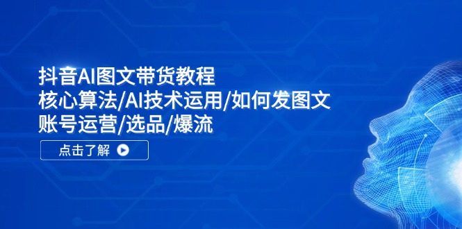 抖音AI图文带货教程：核心算法/AI技术运用/如何发图文/账号运营/选品/爆流-副业网