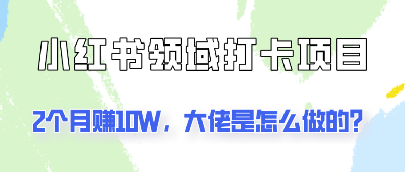 通过小红书领域打卡项目2个月赚10W，大佬是怎么做的？-副业网