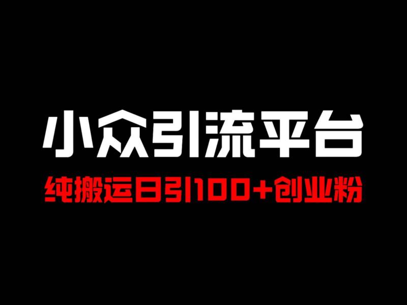 冷门引流平台，纯搬运日引100+高质量年轻创业粉！-副业网