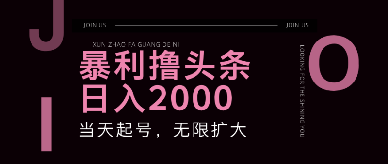 暴利撸头条，单号日入2000+，可无限扩大-副业网