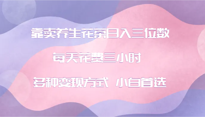 靠卖养生花茶日入三位数，每天花费三小时 多种变现方式 小白首选-副业网