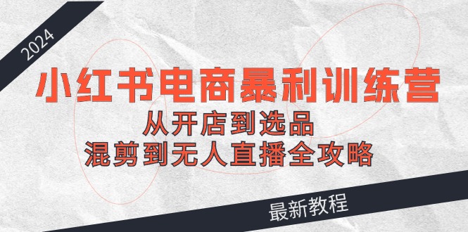 2024小红书电商暴利训练营：从开店到选品，混剪到无人直播全攻略-副业网