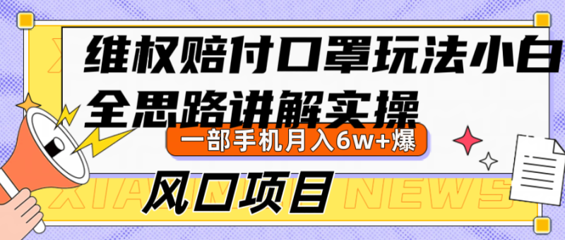 维权赔付口罩玩法，小白也能月入6w+，风口项目实操-副业网