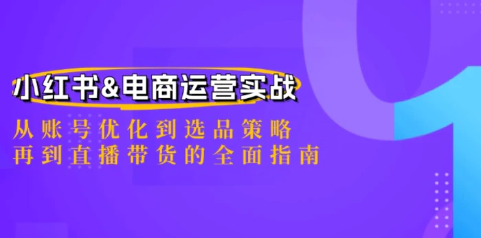 小红书&电商运营实战：从账号优化到选品策略，再到直播带货的全面指南-副业网