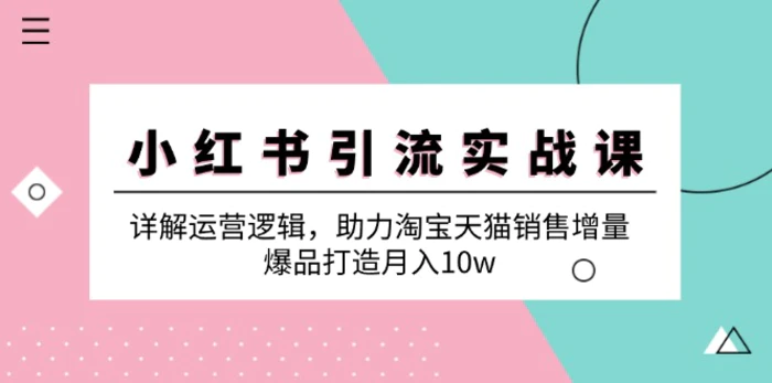 小红书引流实战课：详解运营逻辑，助力淘宝天猫销售增量，爆品打造月入10w-副业网