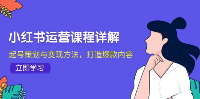 小红书运营课程详解：起号策划与变现方法，打造爆款内容-副业网