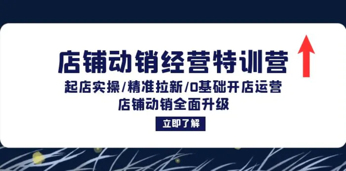 店铺动销经营特训营：起店实操/精准拉新/0基础开店运营/店铺动销全面升级-副业网