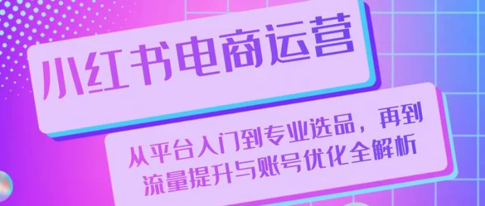 小红书电商运营：从平台入门到专业选品，再到流量提升与账号优化全解析-副业网