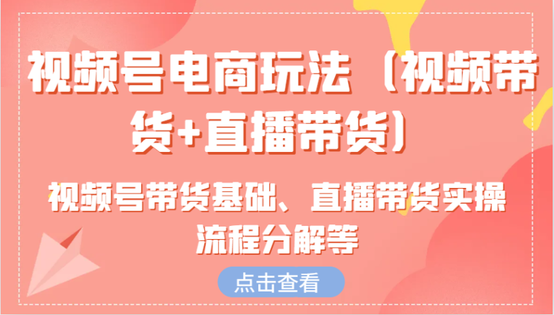 视频号电商玩法（视频带货+直播带货）含视频号带货基础、直播带货实操流程分解等-副业网