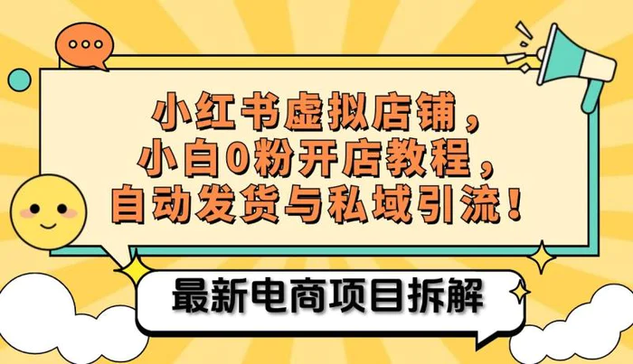 小红书电商，小白虚拟类目店铺教程，被动收益+私域引流-副业网