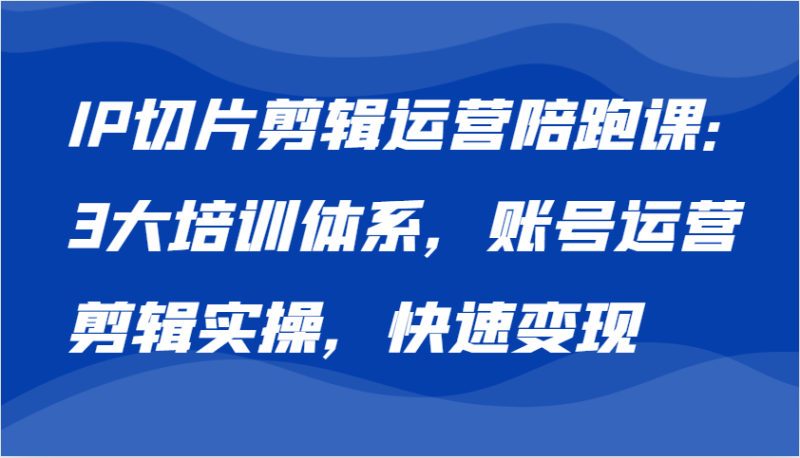 IP切片剪辑运营陪跑课，3大培训体系：账号运营 剪辑实操 快速变现-副业网