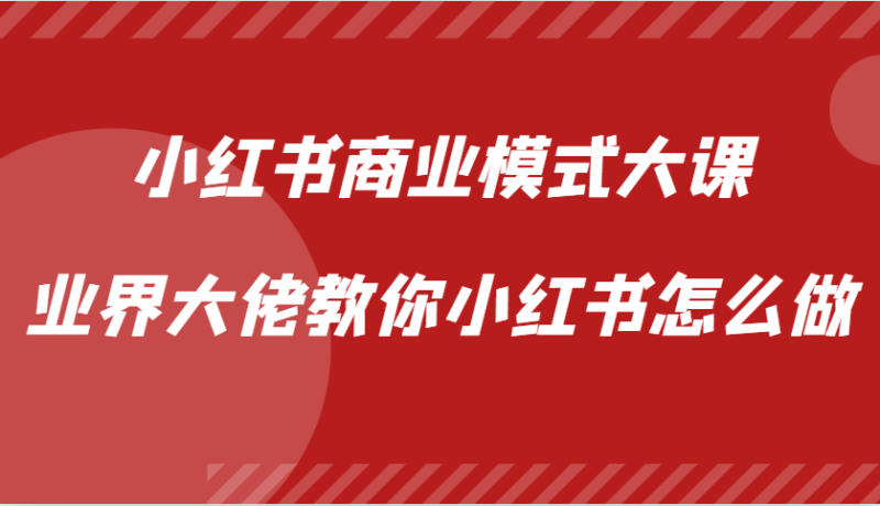小红书商业模式大课，业界大佬教你小红书怎么做【视频课】-副业网
