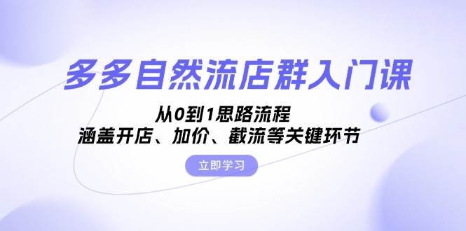 多多自然流店群入门课，从0到1思路流程，涵盖开店、加价、截流等关键环节-副业网