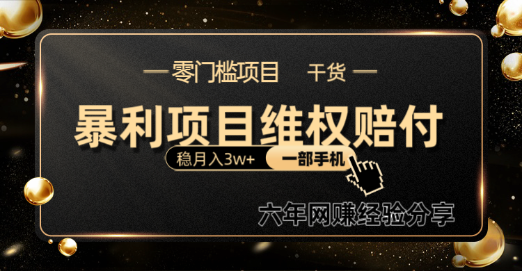 暴利项目线上维q赔付小白月入3w+一部手机改变思维不用剪辑写文案-副业网