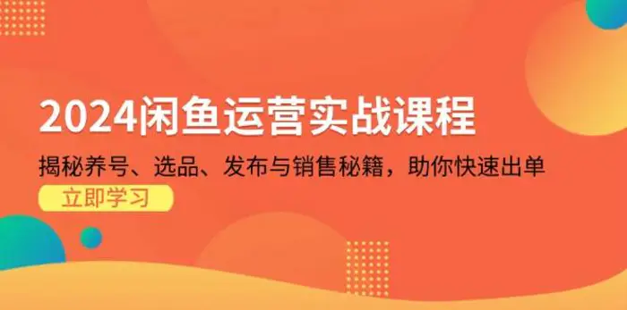2024闲鱼运营实战课程：揭秘养号、选品、发布与销售秘籍，助你快速出单-副业网