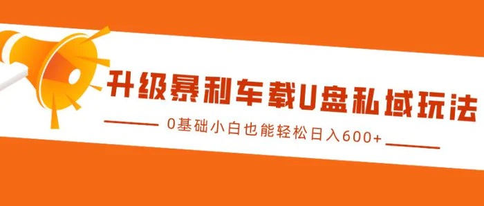 升级暴利车载U盘私域玩法，0基础小白也能轻松日入600+-副业网