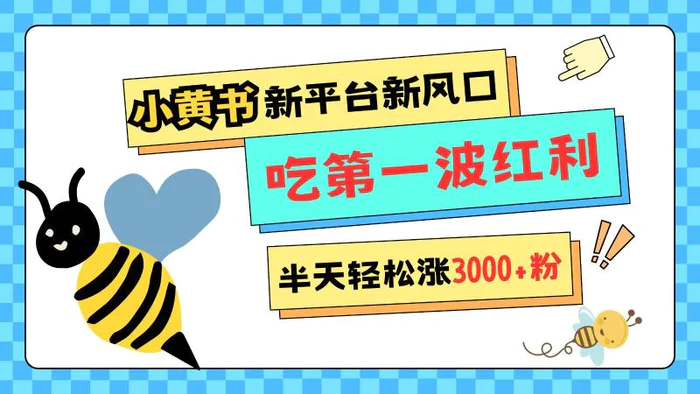 小黄书重磅来袭，新平台新风口，管理宽松，半天轻松涨3000粉，第一波红利等你来吃-副业网