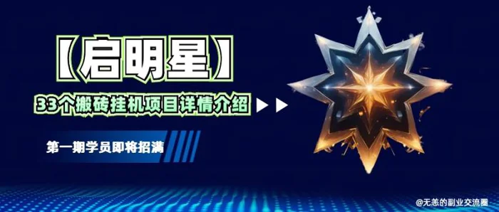 【启明星】33个挂机搬砖项目详细介绍，新手网创看这个就够了。-副业网